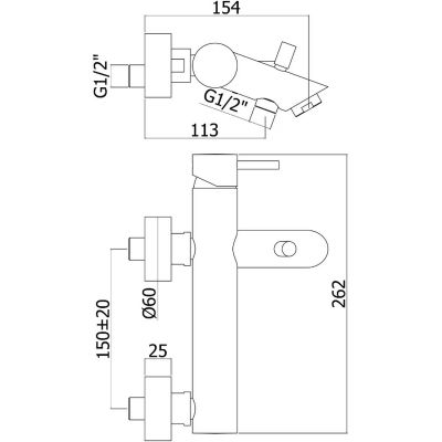 Kronenbach Lima 2.0 Black bateria wannowo-prysznicowa ścienna czarny mat 100.1100SMKB
