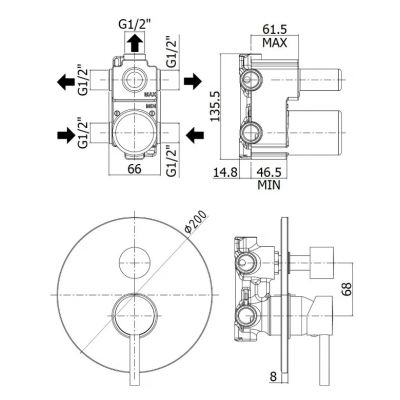 Kronenbach Lima 2.0 Black bateria wannowo-prysznicowa podtynkowa czarny mat 100.2503SMKB