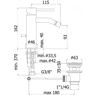 Kronenbach Lima 2.0 bateria bidetowa stojąca chrom 100 1300 CRKB