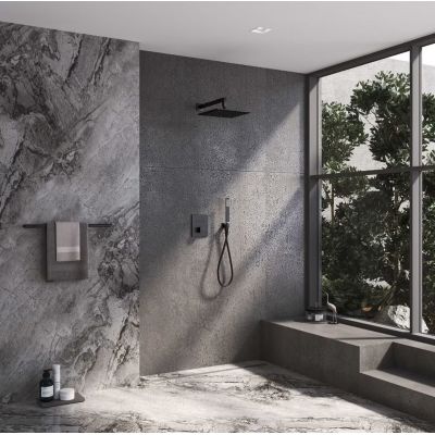 Kronenbach Smart Push bateria wannowo-prysznicowa podtynkowa termostatyczna czarny mat 19046003SM