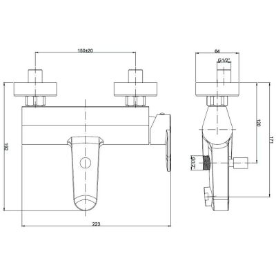 Kronenbach Plana 2.0 bateria wannowo-prysznicowa ścienna chrom 3742173KB