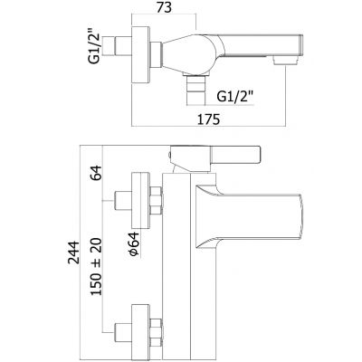 Kronenbach Krona 2.0 bateria wannowo-prysznicowa ścienna chrom 51120010100KB