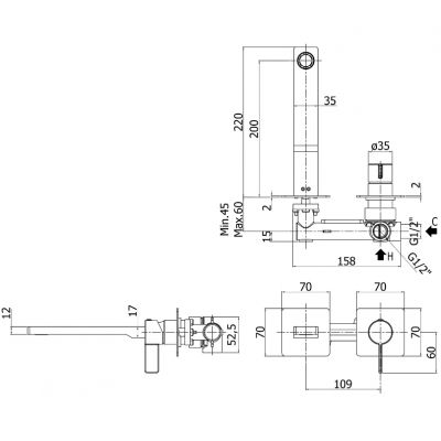 Kronenbach Krona 2.0 bateria umywalkowa podtynkowa chrom 62227121311KB