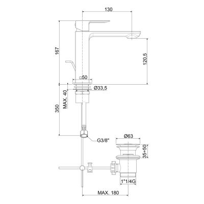Kronenbach Quara 3.0 bateria umywalkowa stojąca chrom KB100351C10