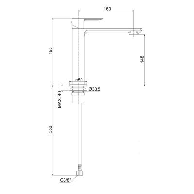 Kronenbach Quara 3.0 Black bateria umywalkowa XL stojąca czarny mat KB100352C11