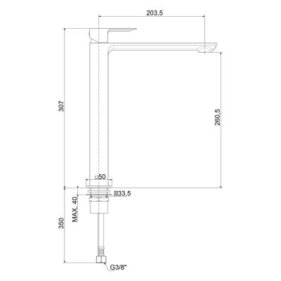 Kronenbach Quara 3.0 Black bateria umywalkowa XXL stojąca wysoka czarny mat KB100354C11