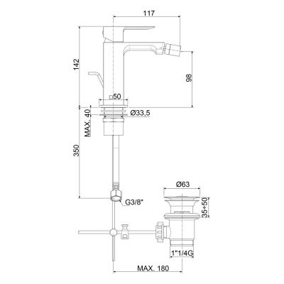 Kronenbach Quara 3.0 bateria bidetowa stojąca stal KB100358C15