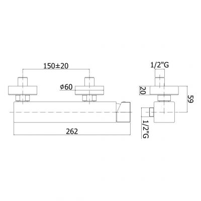 Kronenbach Quara 3.0 Black bateria prysznicowa ścienna czarny mat KB100360C11