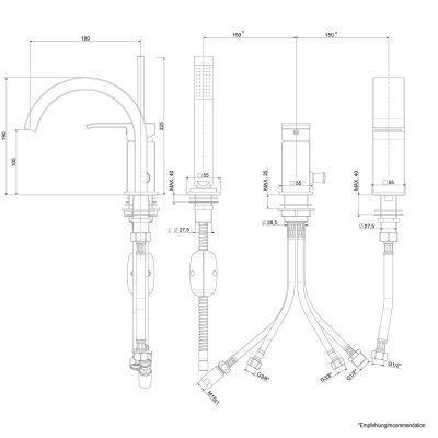 Kronenbach Quara 3.0 bateria wannowo-prysznicowa 3-otworowa stal KB100366C15