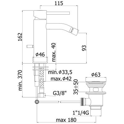 Kronenbach Lima 2.0 Black bateria bidetowa stojąca czarny mat 100.1300SMKB