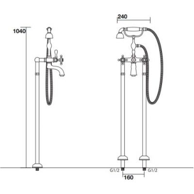 Kerasan Retro przyłącza podłogowe brąz 739593