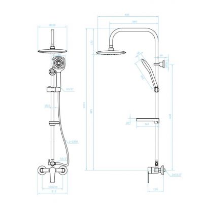 Kuchinox Fiona zestaw prysznicowy ścienny z deszczownicą chrom PKF_00KB
