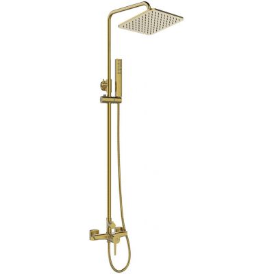Laveo Pola zestaw prysznicowy ścienny z deszczownicą złoty szczotkowany PLA_GBKX