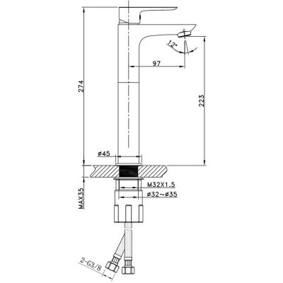 LaVita Spark bateria umywalkowa stojąca czarna