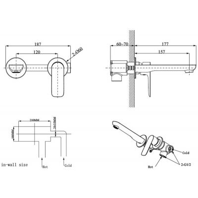 LaVita Spark bateria umywalkowa podtynkowa złota