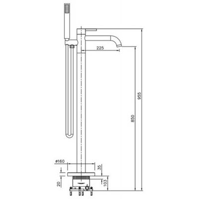 LaVita Orion bateria wannowo-prysznicowa wolnostojąca miedź