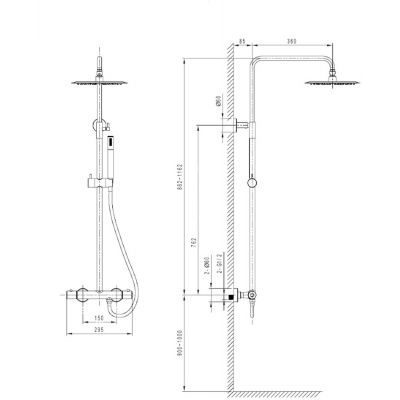 LaVita Orion zestaw prysznicowy ścienny termostatyczny z deszczownicą miedź