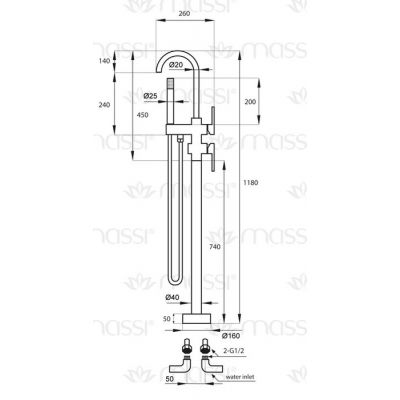 Massi Venice bateria wannowo-prysznicowa wolnostojąca chrom MSBW-F003