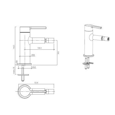Oltens Rann bateria bidetowa stojąca czarny mat 31307300