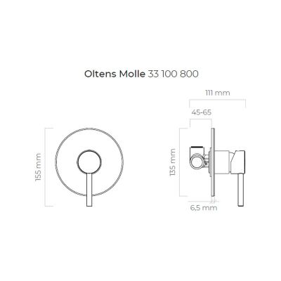 Oltens Molle bateria prysznicowa 33100800 + Oltens Ronneby wąż prysznicowy 37200800 + Oltens Ume słuchawka prysznicowa 37102800 + Oltens Hvita przyłącze kątowe z uchwytem 39304800