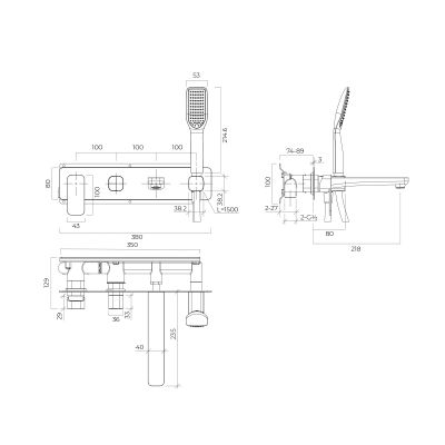 Oltens Hadsel bateria wannowo-prysznicowa podtynkowa grafit 34109400