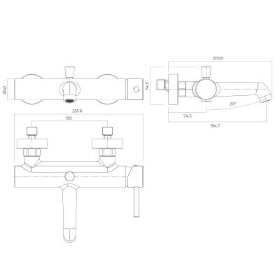 Oltens Molle bateria wannowo-prysznicowa ścienna czarny mat 34112300