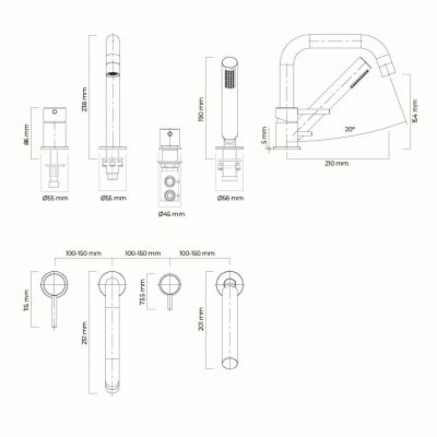 Oltens Molle bateria wannowo-prysznicowa nawannowa złoty połysk 34200800