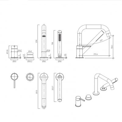 Oltens Rann bateria wannowo-prysznicowa nawannowa czarny mat 34205300