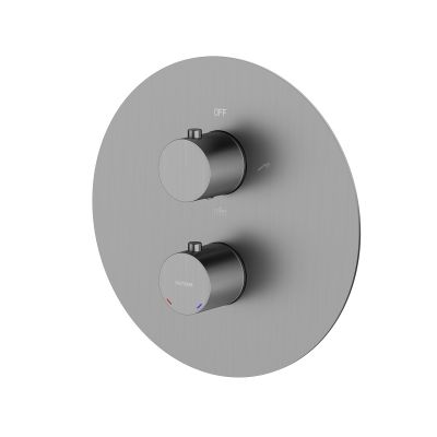 Zestaw Oltens Katla bateria podtynkowa termostatyczna z deszczownicą 30 cm Vindel i kompletem prysznicowym Ume grafit 36608400