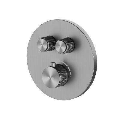 Zestaw Oltens Onega bateria podtynkowa termostatyczna z deszczownicą 30 cm Vindel i kompletem prysznicowym Ume grafit 36617400