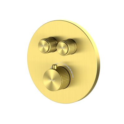 Zestaw Oltens Onega bateria podtynkowa termostatyczna z deszczownicą 30 cm Vindel i kompletem prysznicowym Ume złoto szczotkowane 36617810