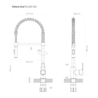 Zestaw Franke Orion OID 611-62 zlewozmywak 62x50 cm z baterią kuchenną Oltens Duf onyx/chrom (1140286441, 35203100)