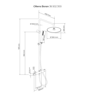 Oltens Boran zestaw prysznicowy termostatyczny z deszczownicą czarny mat 36502300