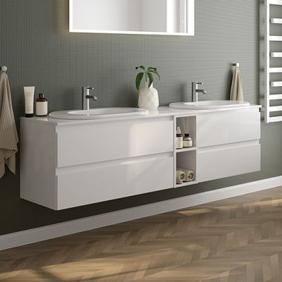 Oltens Vernal zestaw mebli łazienkowych 180 cm z blatem biały połysk 68589000