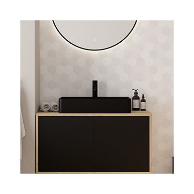 Oltens Duve umywalka 59x43,5 cm nablatowa prostokątna z powłoką SmartClean czarny mat 41800300