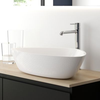 Oltens Vala umywalka 59x39 cm nablatowa owalna z powłoką SmartClean biała 40825000