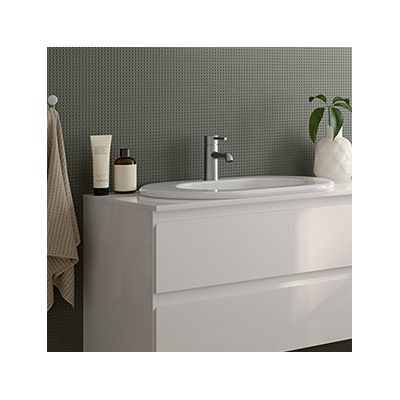 Oltens Vernal zestaw mebli łazienkowych 160 cm z blatem szary mat/biały połysk 68485700