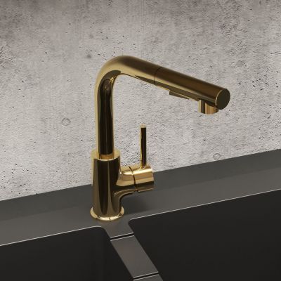 Zestaw Franke Sirius SID 610-40 zlewozmywak 43x53 cm z baterią kuchenną Oltens Myvat onyx/złoty połysk (1140496104, 35205800)