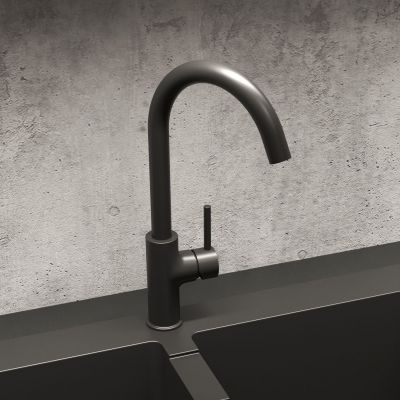 Zestaw Blanco Subline 500-U zlewozmywak granitowy 50x40 cm z baterią kuchenną Oltens Skafta czarny mat (35206300, 525995)