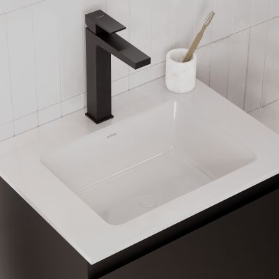 Oltens Drammen umywalka 48x36,5 cm podblatowa z powłoką SmartClean prostokątna biała 40606000