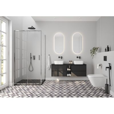 Oltens Bergytan brodzik 120x80 cm prostokątny RockSurface czarny mat 15103300