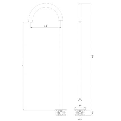 Omnires Y wylewka wannowa wolnostojąca nikiel szczotkowany WWYNI