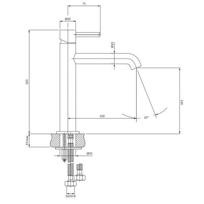 Omnires Y bateria umywalkowa stojąca złota złoty szczotkowany Y1212CGLB