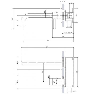 Omnires Y bateria umywalkowa podtynkowa mosiądz szczotkowany Y1215HLROBSB