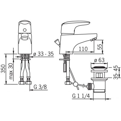 Oras Vega bateria umywalkowa stojąca chrom 1804F