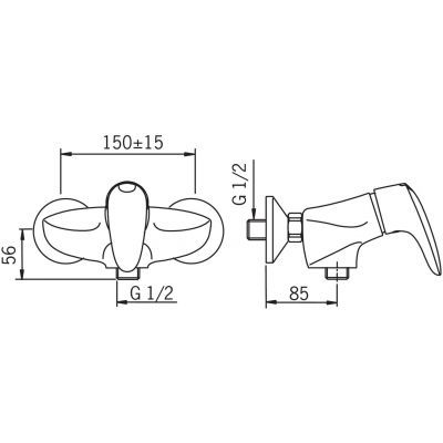 Oras Vega bateria prysznicowa ścienna chrom 1875U