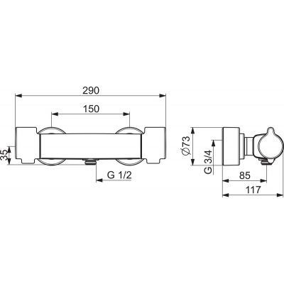 Oras Clinica bateria prysznicowa ścienna termostatyczna chrom 5660