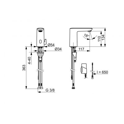 Oras Electra bateria umywalkowa Bluetooth stojąca elektroniczna chrom 9210FZ