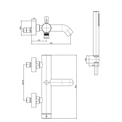 Paffoni Inox Tech bateria wannowo-prysznicowa ścienna stal szczotkowana INOX026AC
