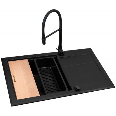 Pyramis Sparta Plus Lux zlewozmywak z baterią czarny/czarny 070175802S